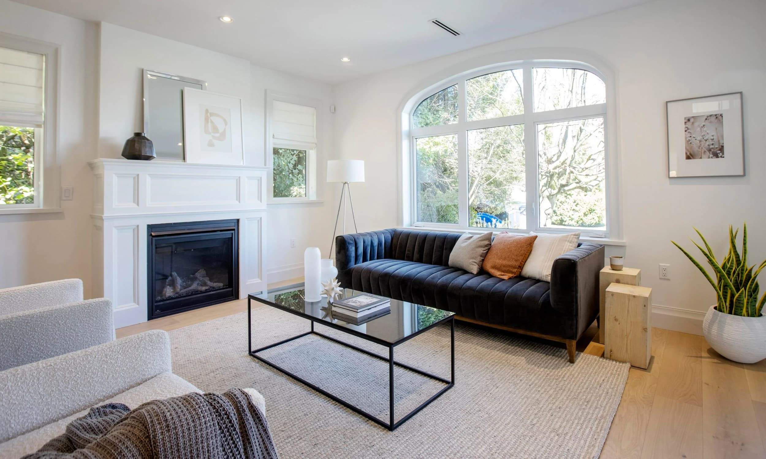 Fully staged living room ready for real estate presentation