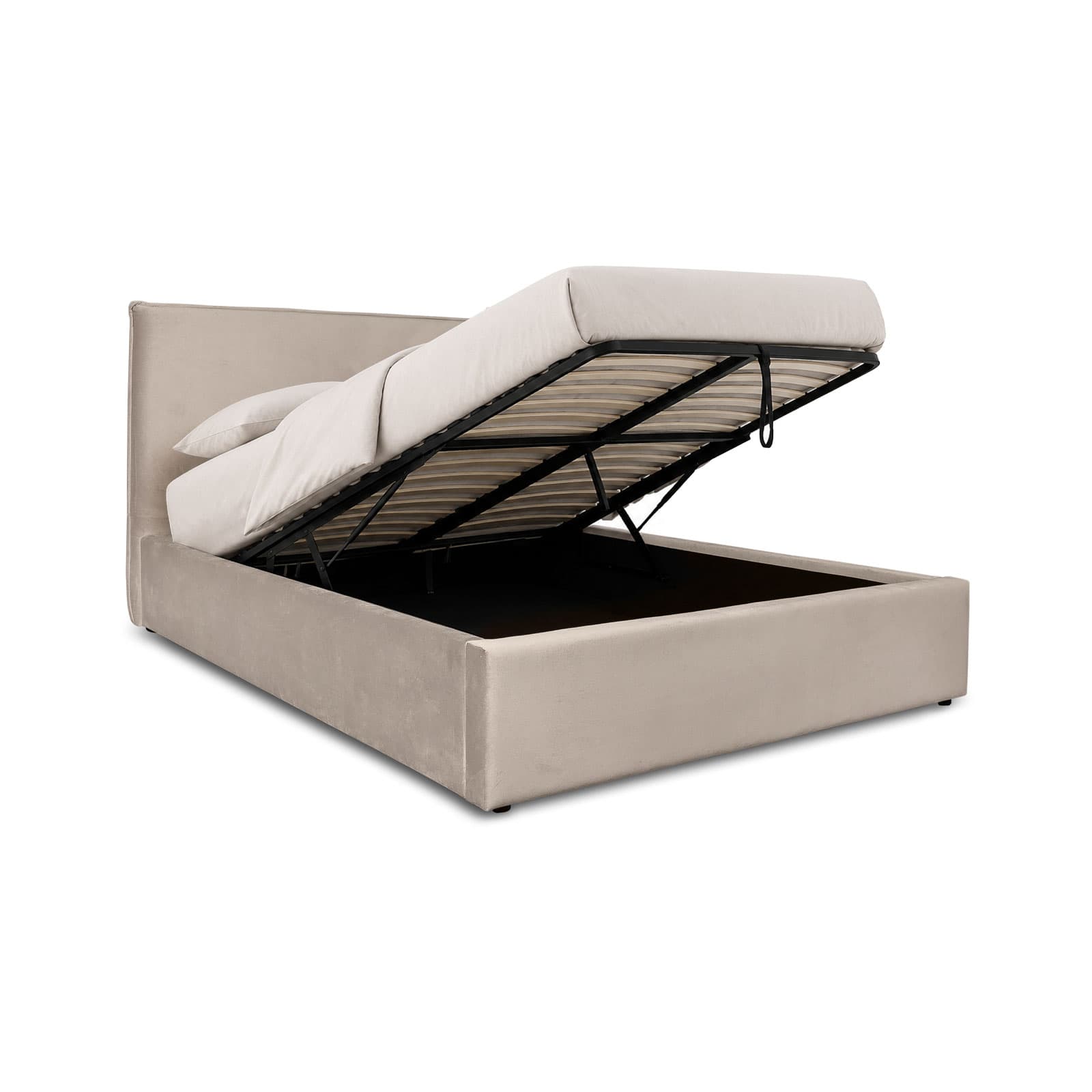 Julia King Storage Bed - Velvet Light Fawn